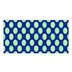 Mod Retro Green Circles On Blue Satin Shawl