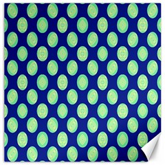 Mod Retro Green Circles On Blue Canvas 12  X 12   by BrightVibesDesign