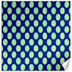 Mod Retro Green Circles On Blue Canvas 12  x 12   11.4 x11.56  Canvas - 1