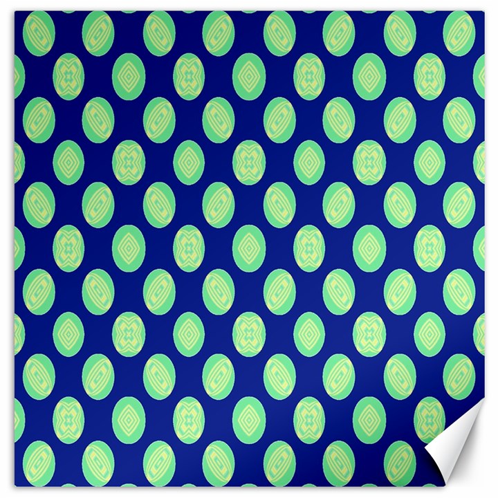 Mod Retro Green Circles On Blue Canvas 12  x 12  