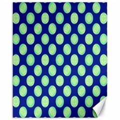 Mod Retro Green Circles On Blue Canvas 16  X 20   by BrightVibesDesign