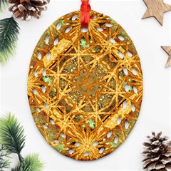 Digital Abstract Geometric Collage Oval Filigree Ornament (2-Side) 