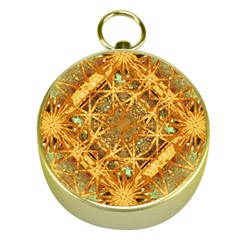 Digital Abstract Geometric Collage Gold Compasses