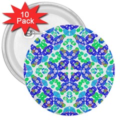 Stylized Floral Check Seamless Pattern 3  Buttons (10 Pack)  by dflcprints