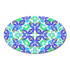 Stylized Floral Check Seamless Pattern Oval Magnet by dflcprints