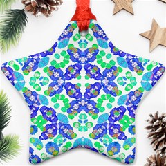 Stylized Floral Check Seamless Pattern Star Ornament (two Sides)  by dflcprints