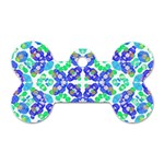 Stylized Floral Check Seamless Pattern Dog Tag Bone (Two Sides) Front