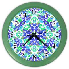 Stylized Floral Check Seamless Pattern Color Wall Clocks by dflcprints