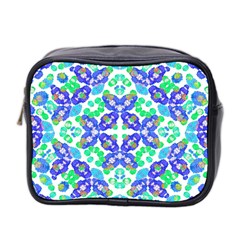 Stylized Floral Check Seamless Pattern Mini Toiletries Bag 2-side by dflcprints