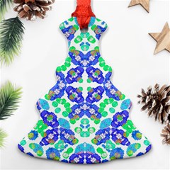 Stylized Floral Check Seamless Pattern Christmas Tree Ornament (2 Sides)