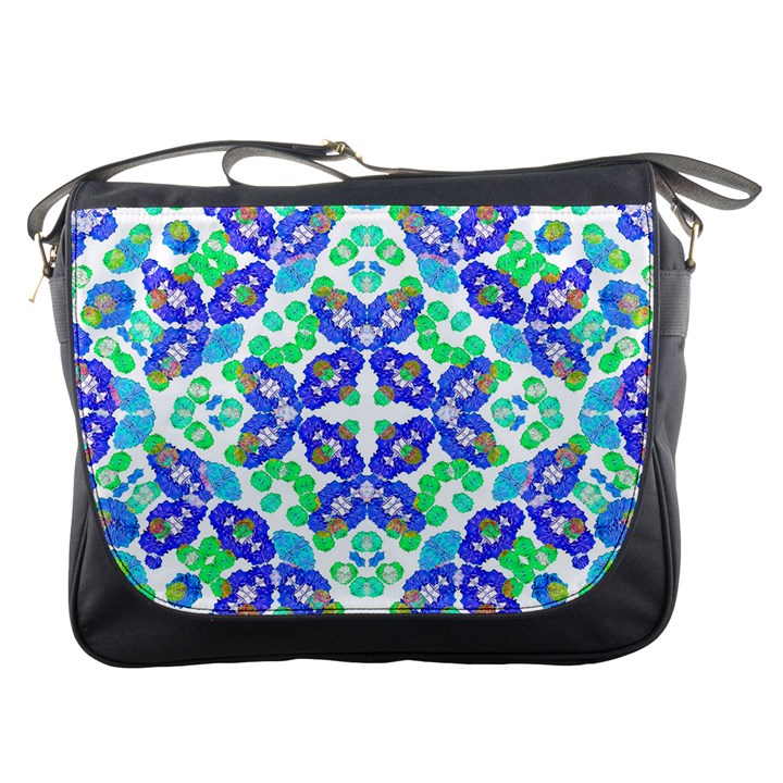 Stylized Floral Check Seamless Pattern Messenger Bags