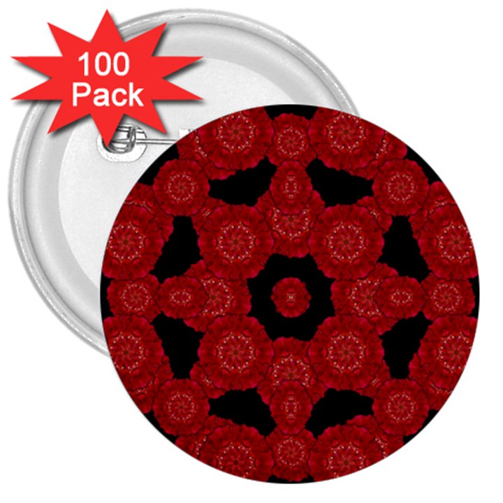 Stylized Floral Check 3  Buttons (100 pack) 