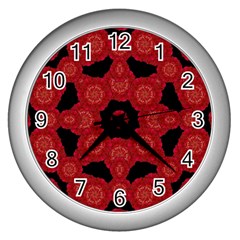 Stylized Floral Check Wall Clocks (silver)  by dflcprints