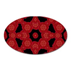 Stylized Floral Check Oval Magnet by dflcprints