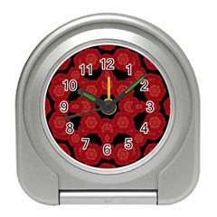 Stylized Floral Check Travel Alarm Clocks by dflcprints