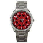 Stylized Floral Check Sport Metal Watch Front