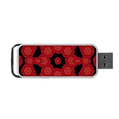 Stylized Floral Check Portable Usb Flash (two Sides)