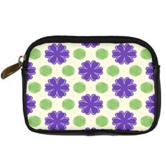 Purple Flowers Pattern        	digital Camera Leather Case by LalyLauraFLM