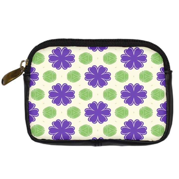 Purple flowers pattern        	Digital Camera Leather Case