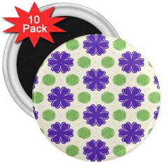 Purple Flowers Pattern        			3  Magnet (10 Pack) by LalyLauraFLM