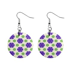 Purple Flowers Pattern        			1  Button Earrings by LalyLauraFLM