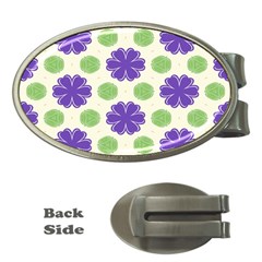 Purple Flowers Pattern        			money Clip (oval) by LalyLauraFLM