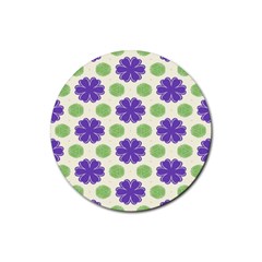 Purple Flowers Pattern        			rubber Coaster (round) by LalyLauraFLM