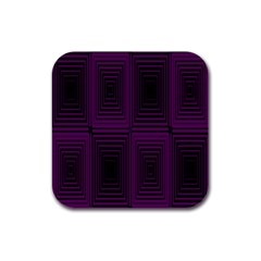 Purple Black Rectangles         			rubber Square Coaster (4 Pack by LalyLauraFLM