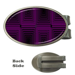 Purple Black Rectangles         			money Clip (oval) by LalyLauraFLM