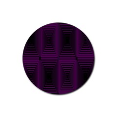 Purple Black Rectangles         			rubber Round Coaster (4 Pack) by LalyLauraFLM