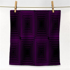 Purple Black Rectangles         			face Towel by LalyLauraFLM