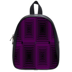 Purple Black Rectangles         			school Bag (small)