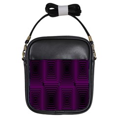 Purple Black Rectangles         			girls Sling Bag by LalyLauraFLM