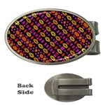 Stylized Floral Stripes Collage Pattern Money Clips (Oval)  Front