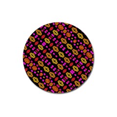 Stylized Floral Stripes Collage Pattern Magnet 3  (round) by dflcprints