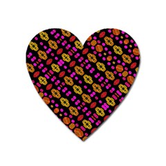 Stylized Floral Stripes Collage Pattern Heart Magnet by dflcprints