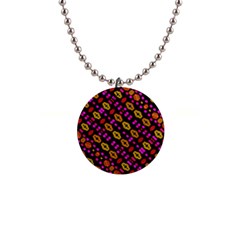 Stylized Floral Stripes Collage Pattern Button Necklaces by dflcprints