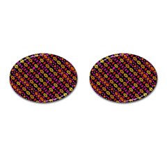 Stylized Floral Stripes Collage Pattern Cufflinks (oval) by dflcprints