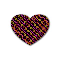 Stylized Floral Stripes Collage Pattern Rubber Coaster (heart)  by dflcprints