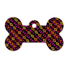 Stylized Floral Stripes Collage Pattern Dog Tag Bone (one Side) by dflcprints