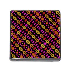 Stylized Floral Stripes Collage Pattern Memory Card Reader (square) by dflcprints