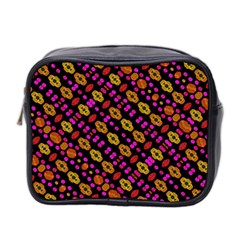 Stylized Floral Stripes Collage Pattern Mini Toiletries Bag 2-side by dflcprints