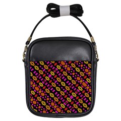 Stylized Floral Stripes Collage Pattern Girls Sling Bags by dflcprints