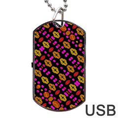 Stylized Floral Stripes Collage Pattern Dog Tag Usb Flash (two Sides)  by dflcprints