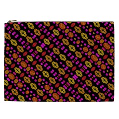 Stylized Floral Stripes Collage Pattern Cosmetic Bag (xxl)  by dflcprints