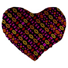 Stylized Floral Stripes Collage Pattern Large 19  Premium Flano Heart Shape Cushions