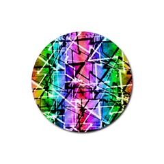 Multicolor Geometric Grunge Rubber Round Coaster (4 Pack)  by dflcprints