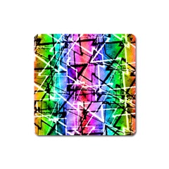 Multicolor Geometric Grunge Square Magnet by dflcprints