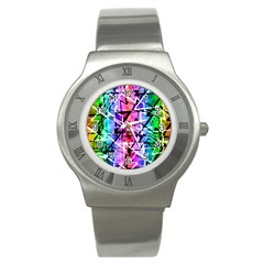 Multicolor Geometric Grunge Stainless Steel Watch by dflcprints