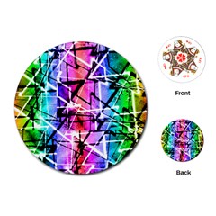 Multicolor Geometric Grunge Playing Cards (round) 